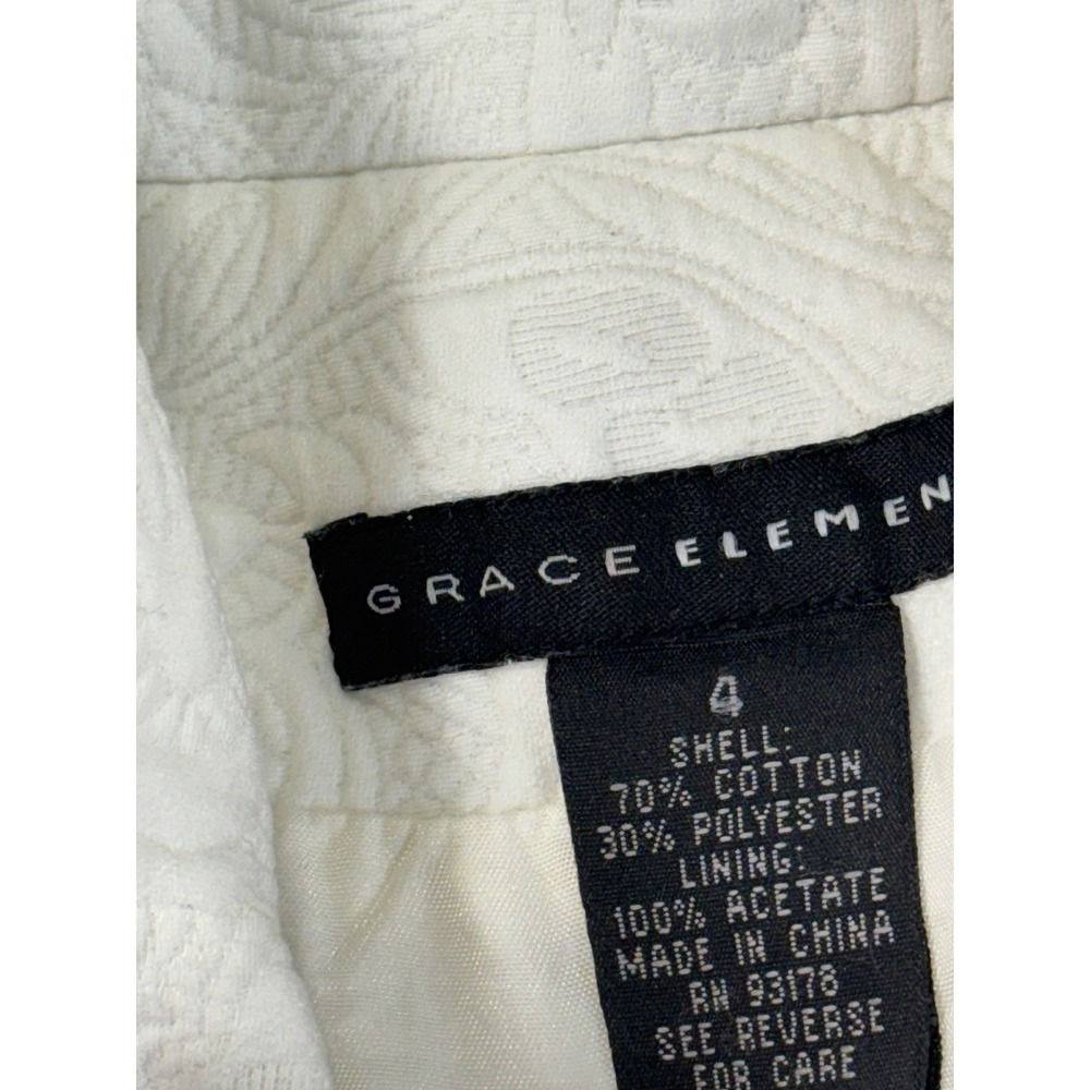 Grace Elements White Jacquard Button Front Flare … - image 6